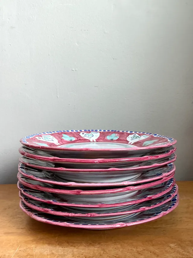 Vintage Italian Solimene “Campagna” Hand-Painted Ceramic Plates - Set of 24 — additional photo 3
