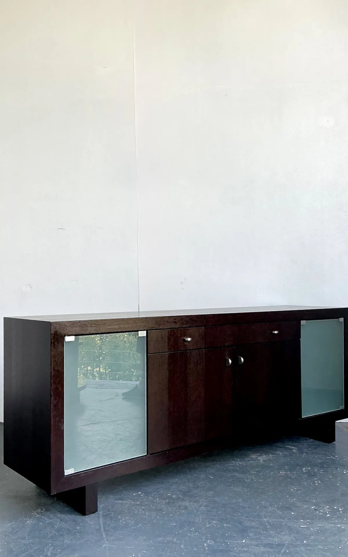 Vintage Frosted Glass Door Ebony Sideboard — additional photo 8
