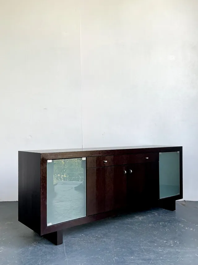 Vintage Frosted Glass Door Ebony Sideboard — additional photo 8