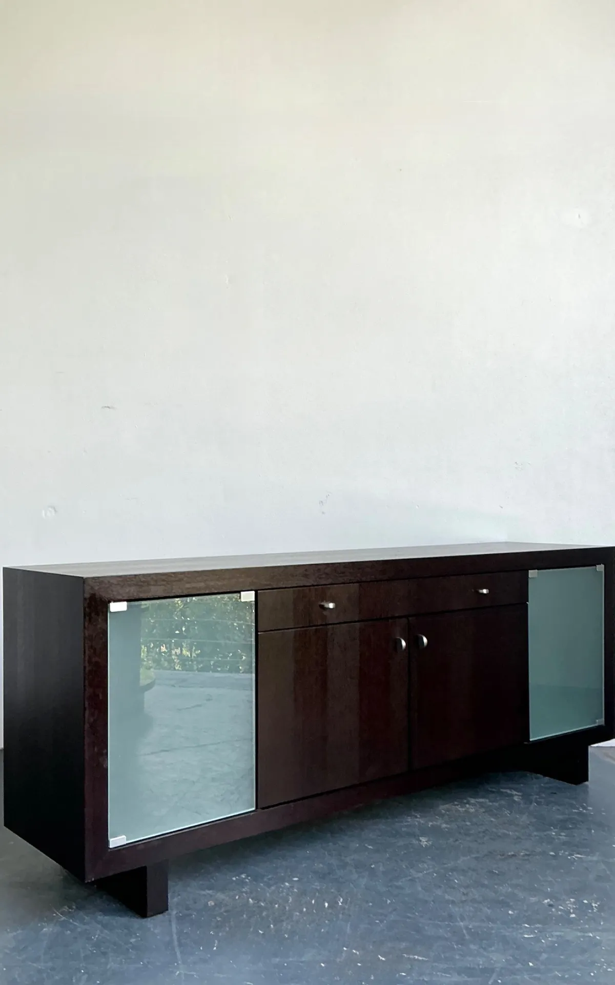 Vintage Frosted Glass Door Ebony Sideboard — additional photo 4
