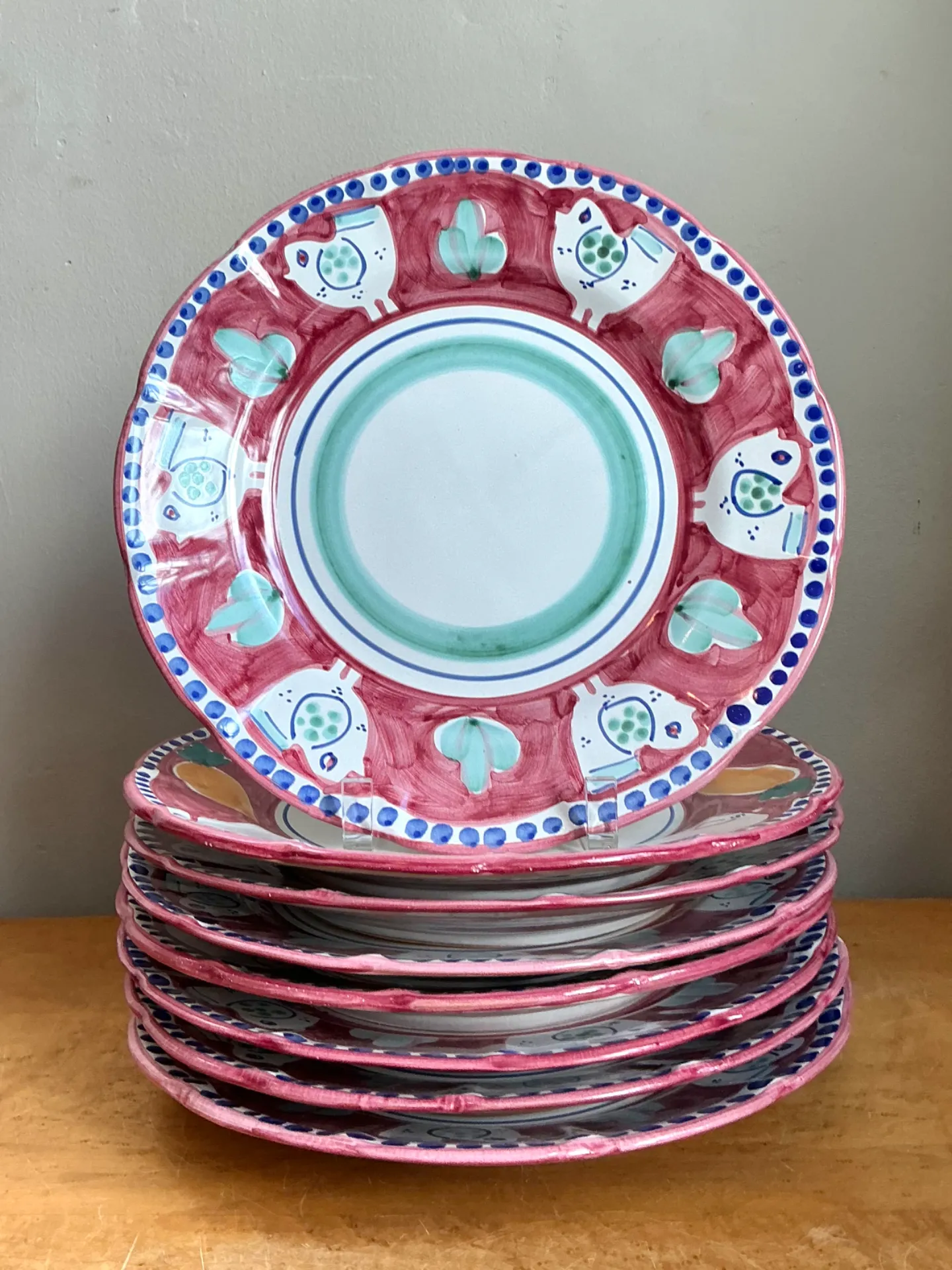 Vintage Italian Solimene “Campagna” Hand-Painted Ceramic Plates - Set of 24 — additional photo 1