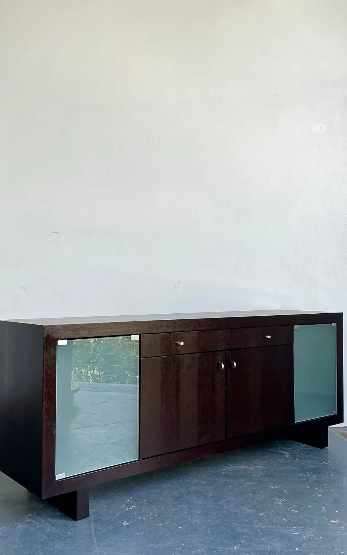 Vintage Frosted Glass Door Ebony Sideboard — additional photo 5