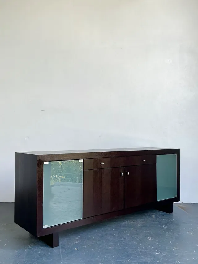Vintage Frosted Glass Door Ebony Sideboard — additional photo 5