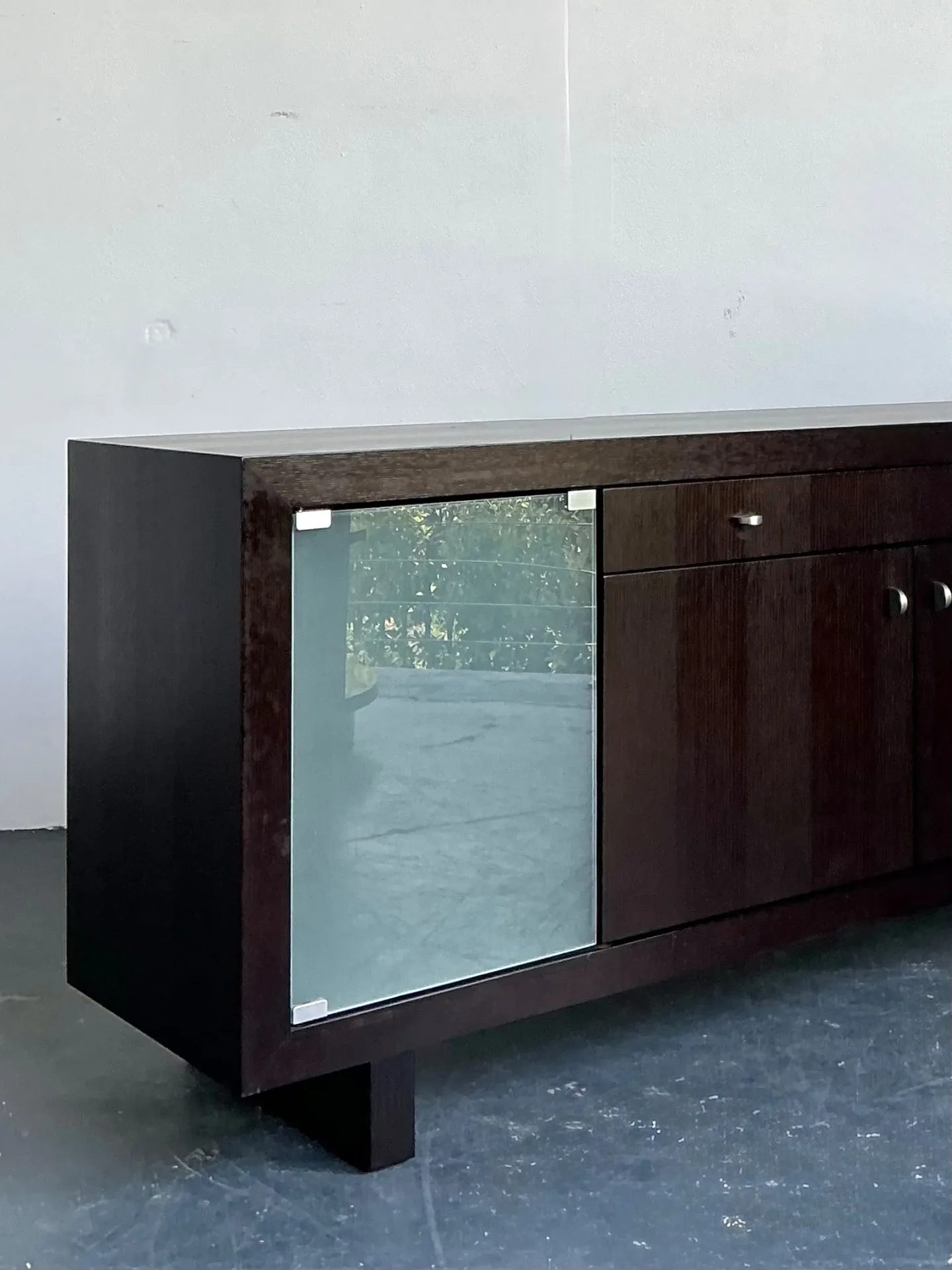 Vintage Frosted Glass Door Ebony Sideboard — additional photo 6