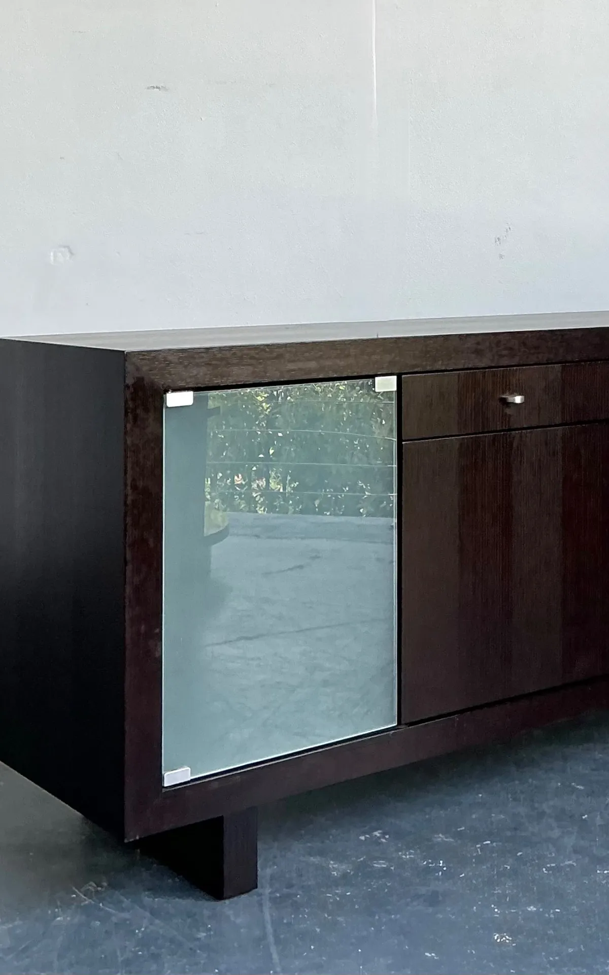 Vintage Frosted Glass Door Ebony Sideboard — additional photo 6