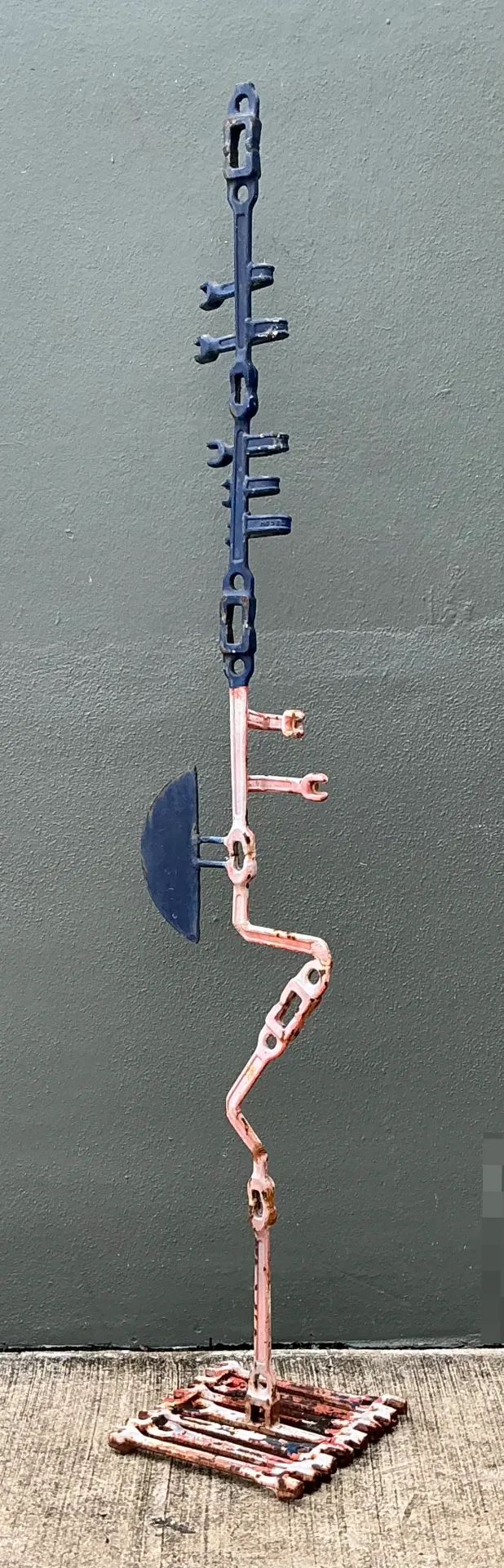 Vintage Industrial Welded Wrench Metal Sculpture - Side view