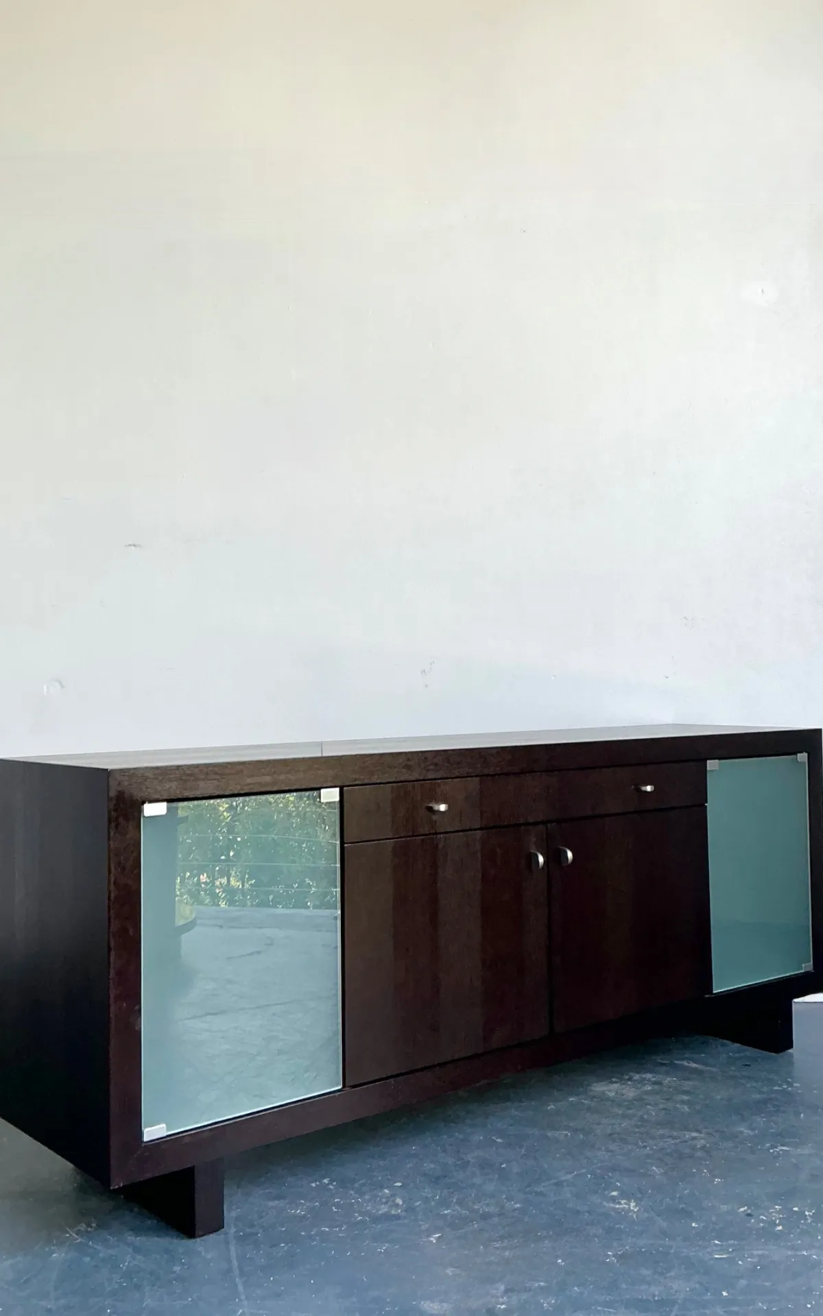 Vintage Frosted Glass Door Ebony Sideboard — additional photo 7