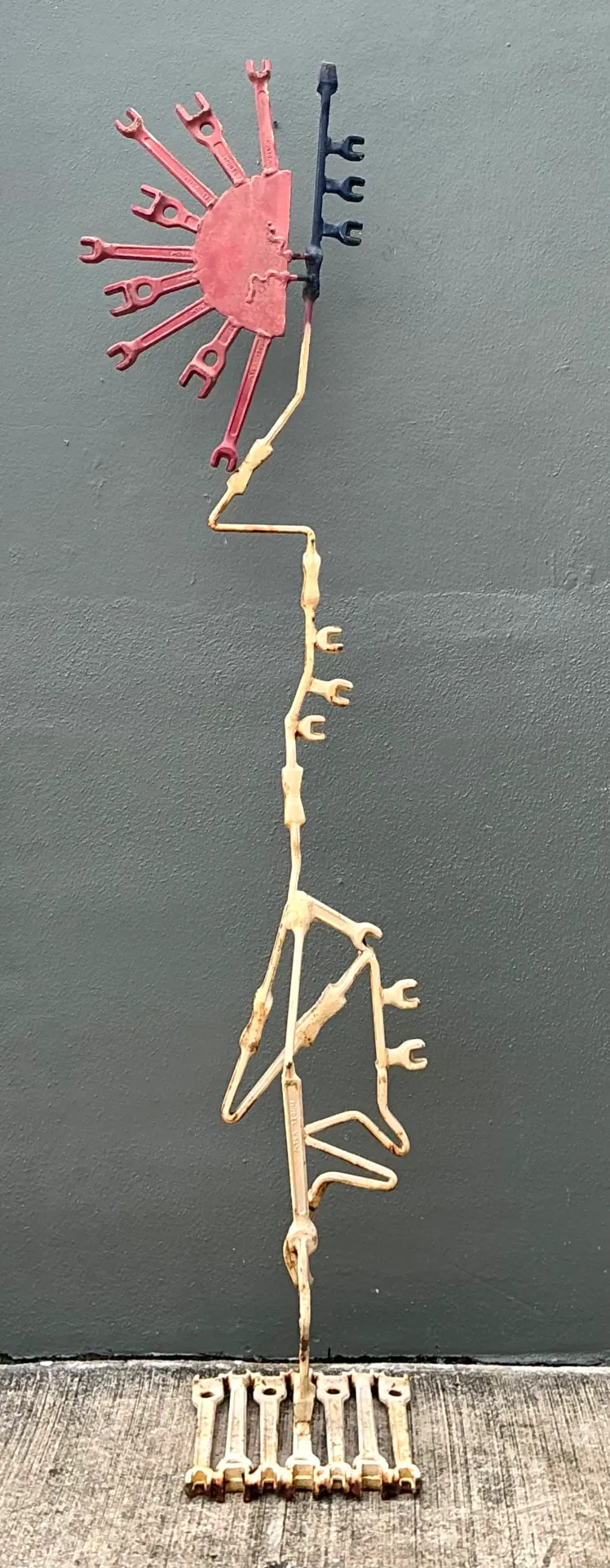 Vintage Industrial Welded Wrench Sculpture - Interior view
