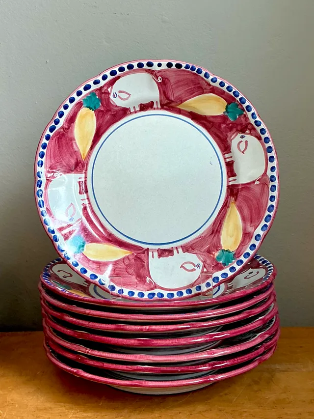 Vintage Italian Solimene “Campagna” Hand-Painted Ceramic Plates - Set of 24 — additional photo 4