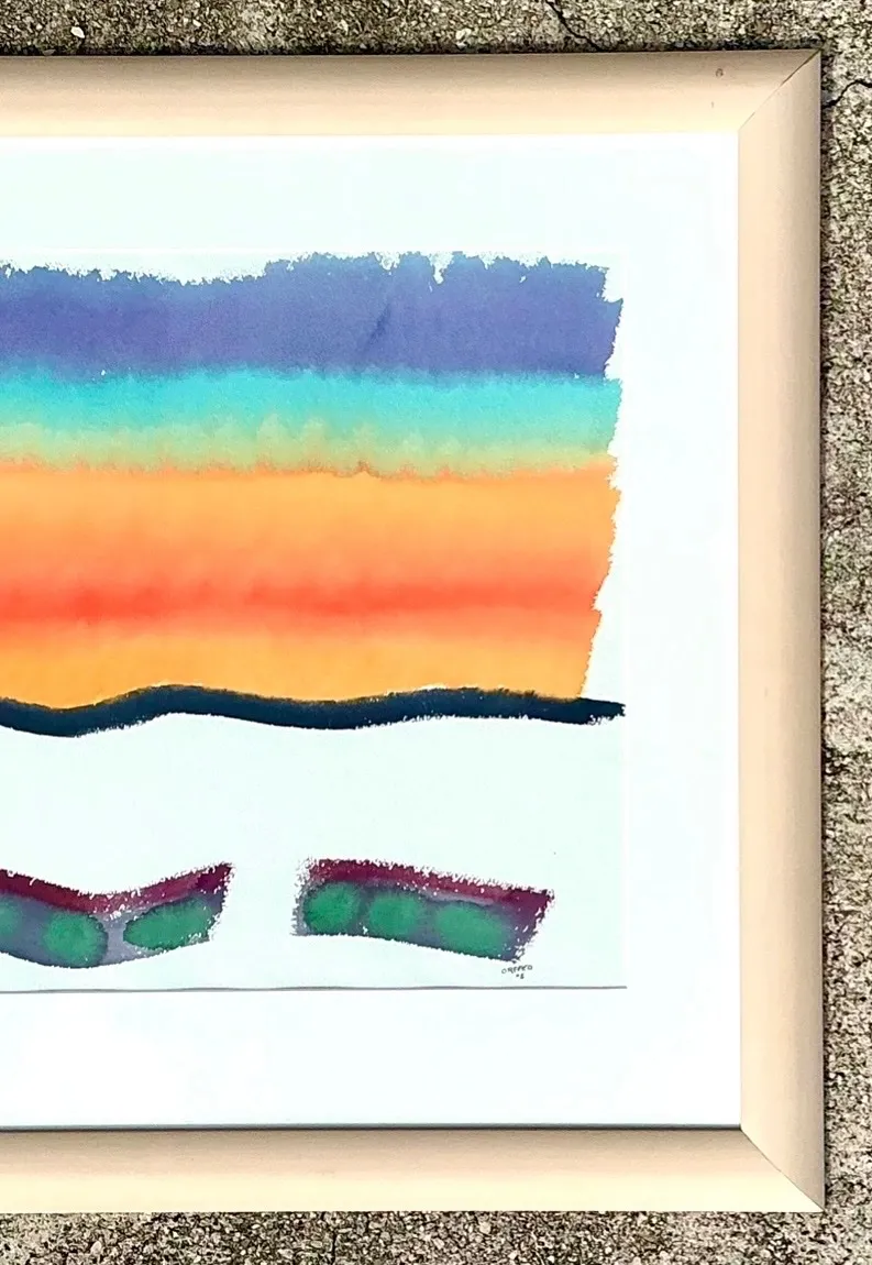 Framed Abstract Joe Orffeo Watercolor Painting — additional photo 3