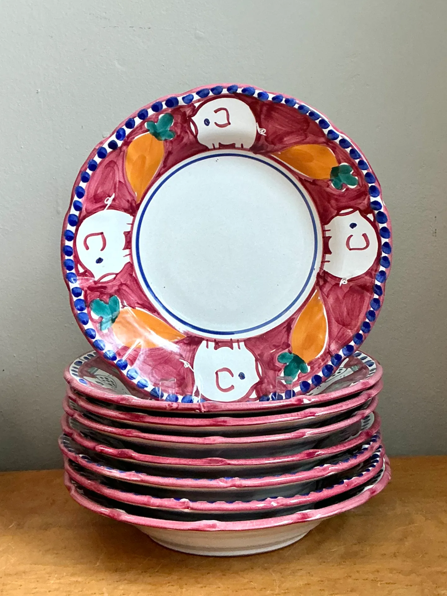 Vintage Italian Solimene “Campagna” Hand-Painted Ceramic Plates - Set of 24 — additional photo 7