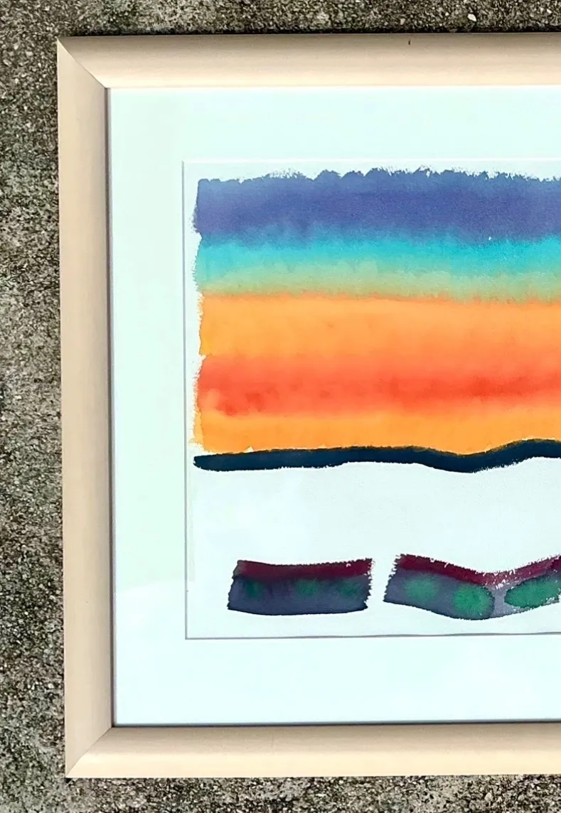 Framed Abstract Joe Orffeo Watercolor Painting — additional photo 5