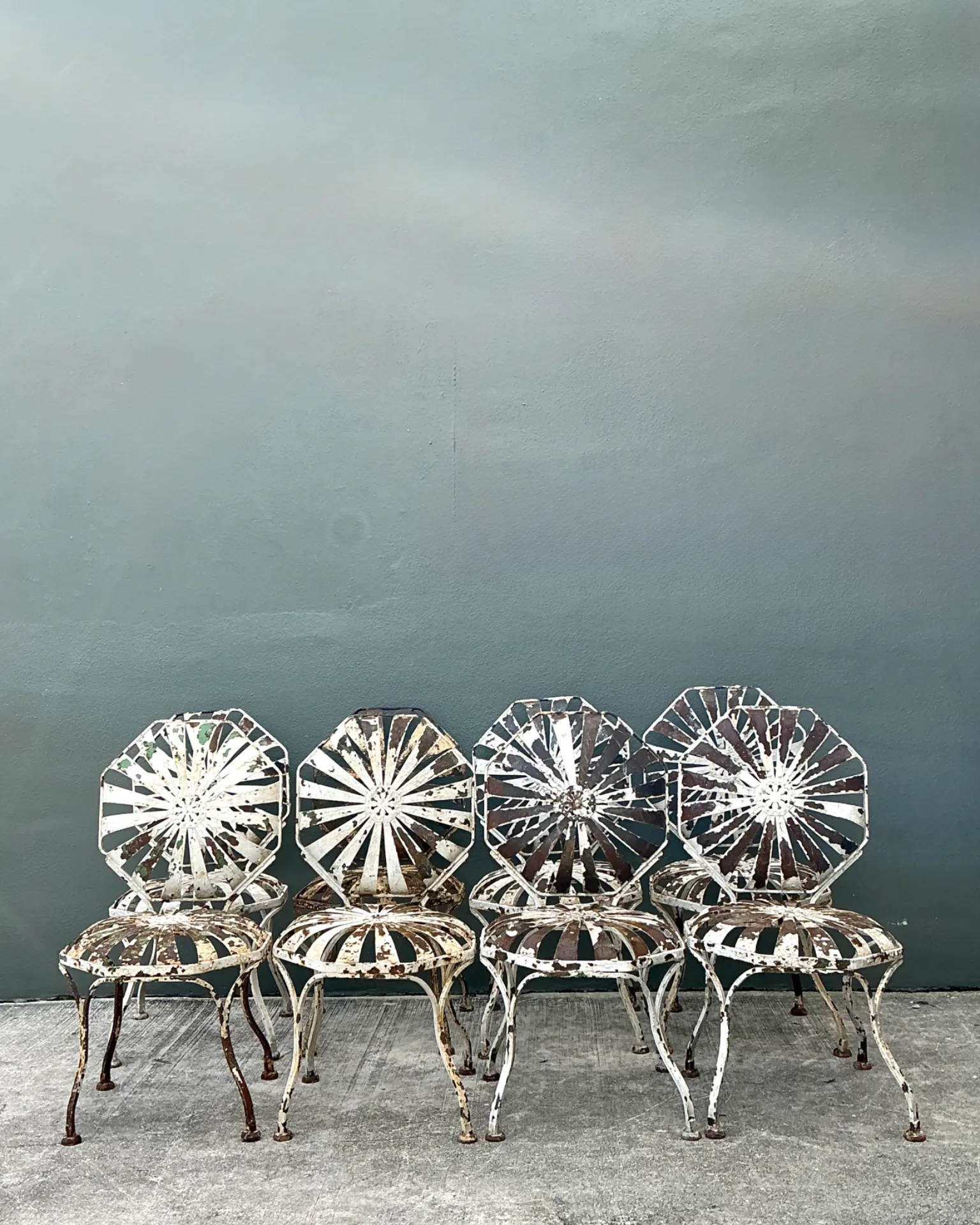 Vintage Francois Carre Sunburst Garden Chairs - Set of Eight — additional photo 3