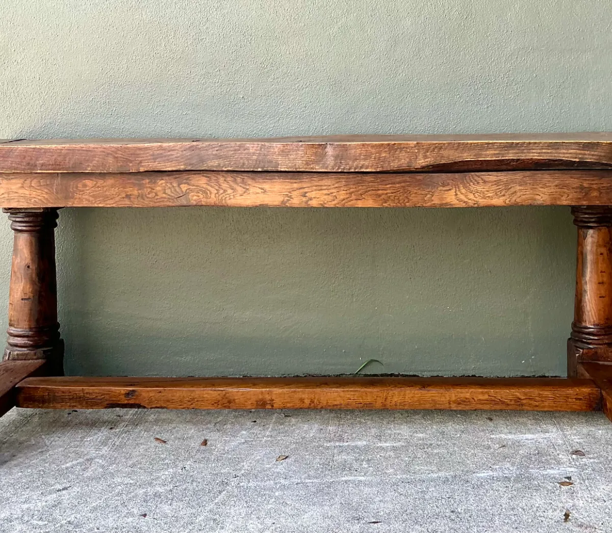Vintage Belgian Solid Wood Trestle Table — additional photo 1