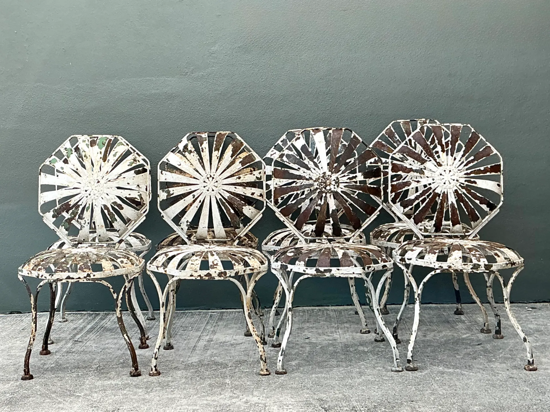 Vintage Francois Carre Sunburst Garden Chairs - Set of Eight — additional photo 1