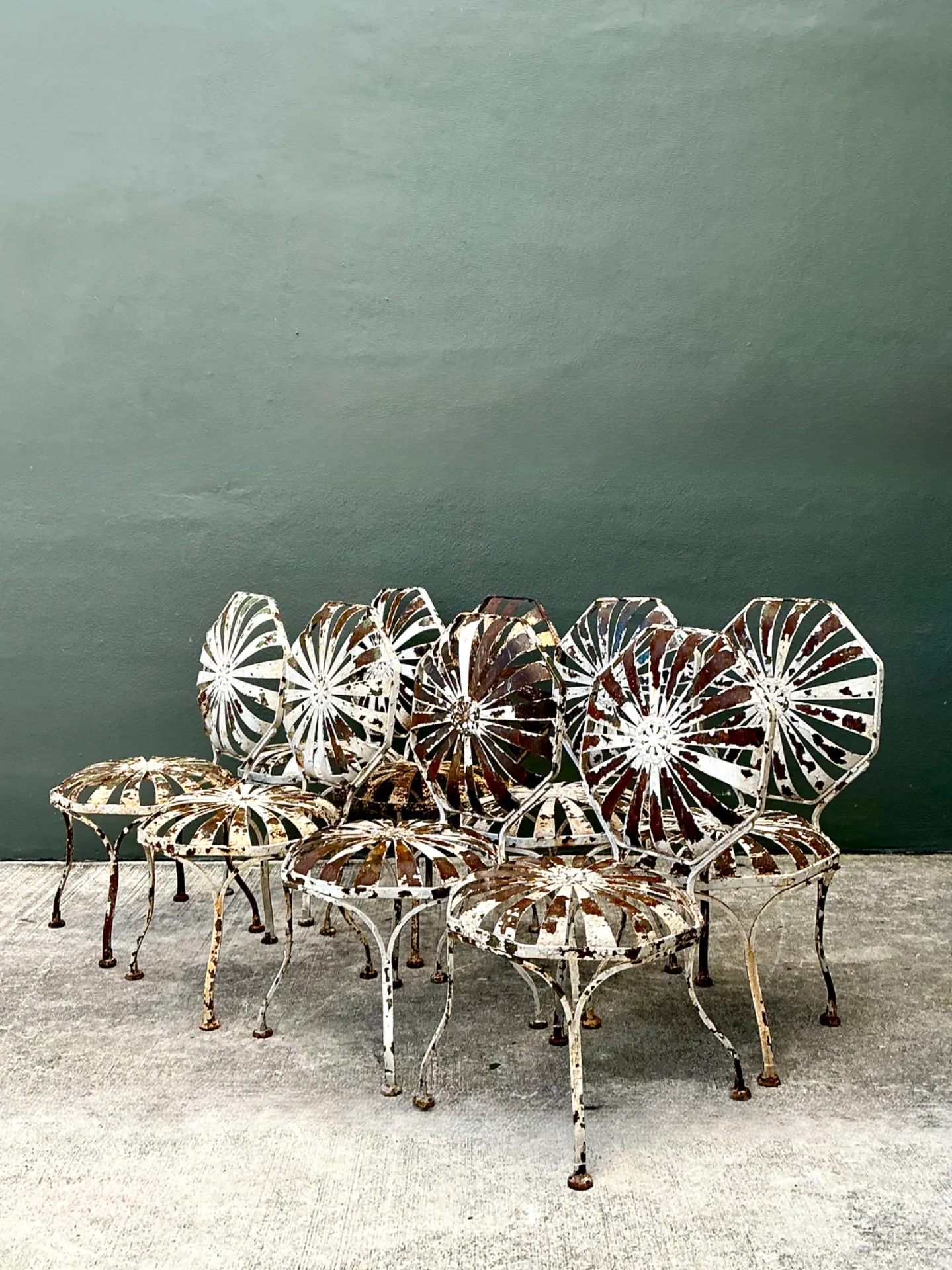 Vintage Francois Carre Sunburst Garden Chairs - Set of Eight — additional photo 8