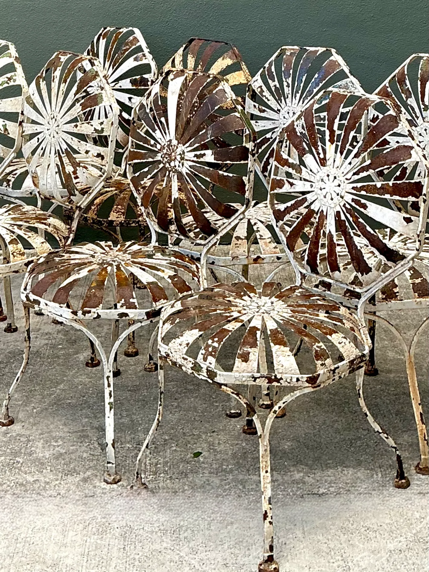 Vintage Francois Carre Sunburst Garden Chairs - Set of Eight — additional photo 6