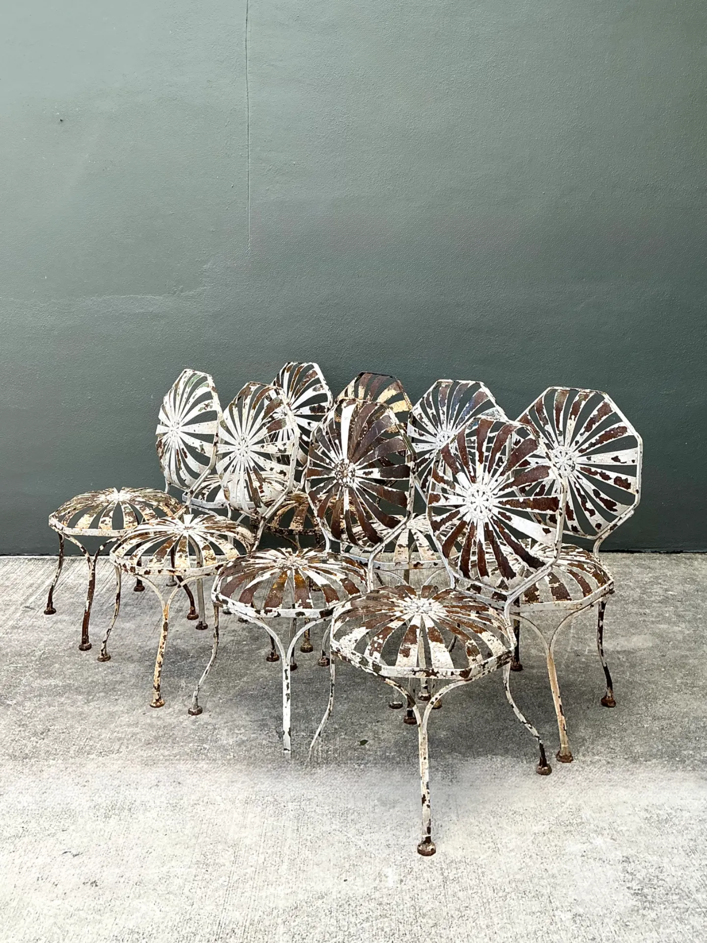 Vintage Francois Carre Sunburst Garden Chairs - Set of Eight — additional photo 2