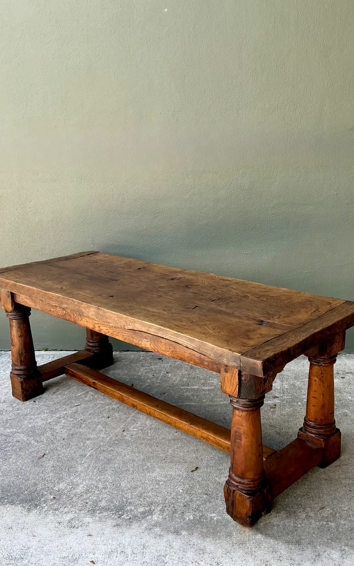 Vintage Belgian Solid Wood Trestle Table — additional photo 3