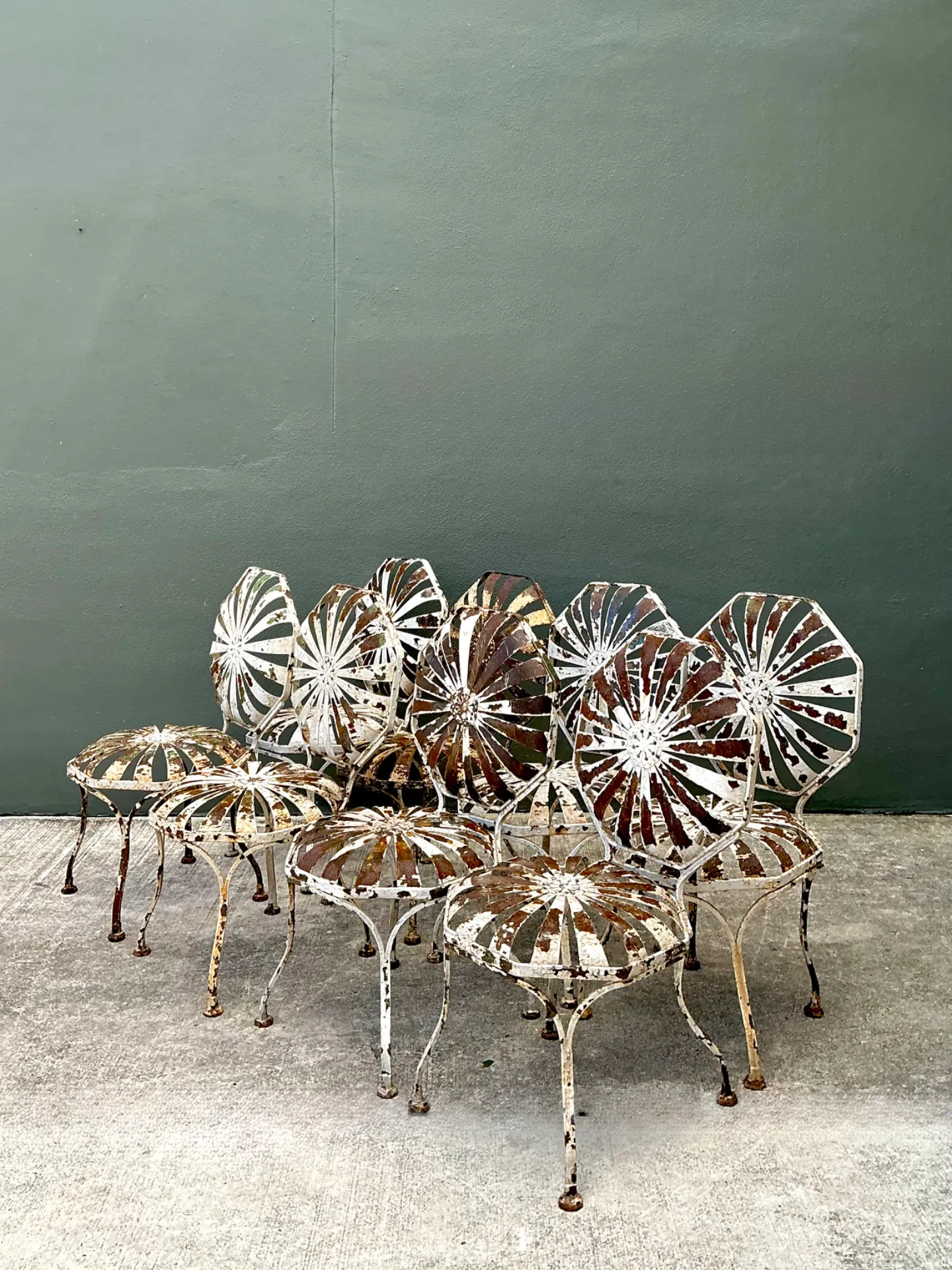 Vintage Francois Carre Sunburst Garden Chairs - Set of Eight — additional photo 4
