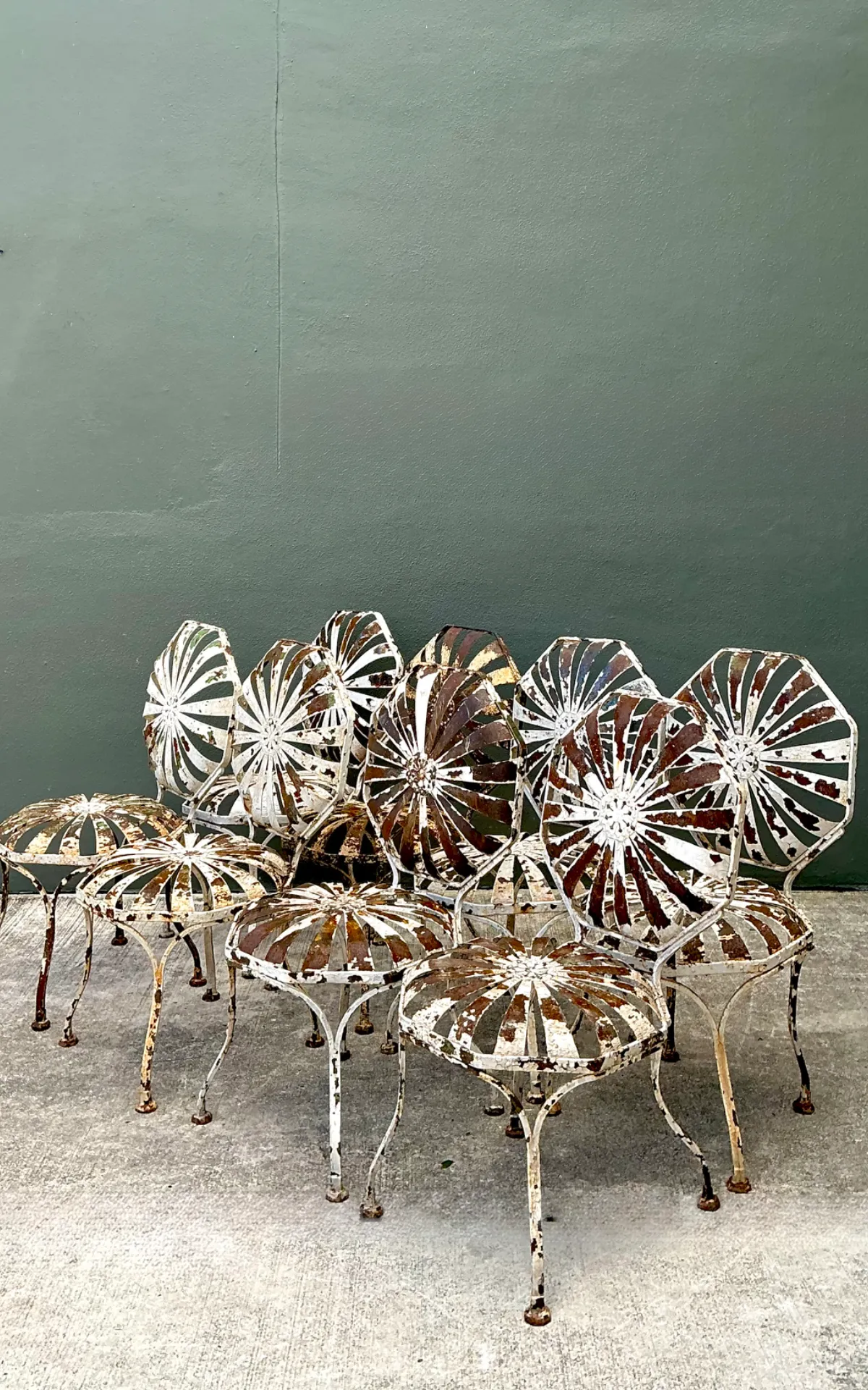 Vintage Francois Carre Sunburst Garden Chairs - Set of Eight — additional photo 4