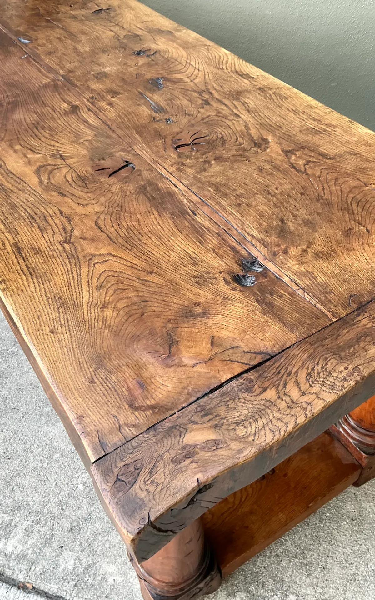 Vintage Belgian Solid Wood Trestle Table — additional photo 5