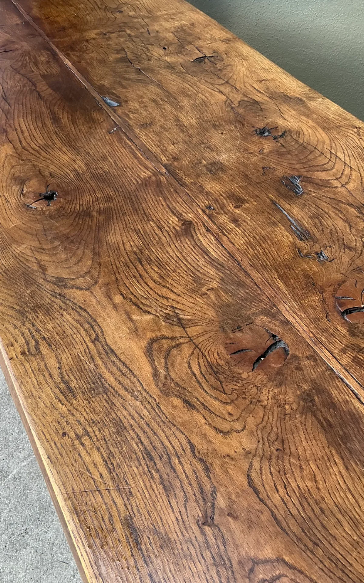 Vintage Belgian Solid Wood Trestle Table — additional photo 7