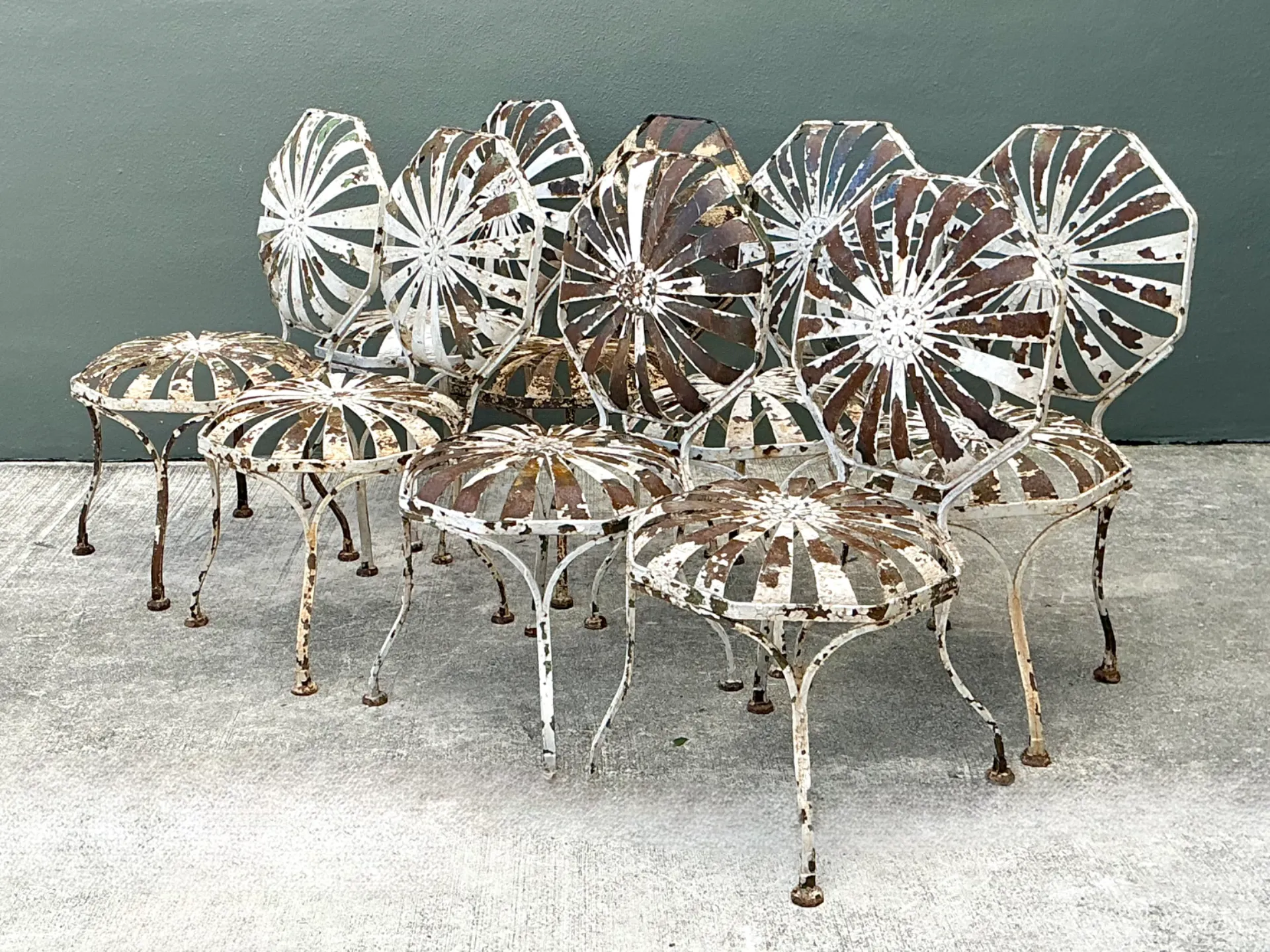 Vintage Francois Carre Sunburst Garden Chairs - Set of Eight — additional photo 7