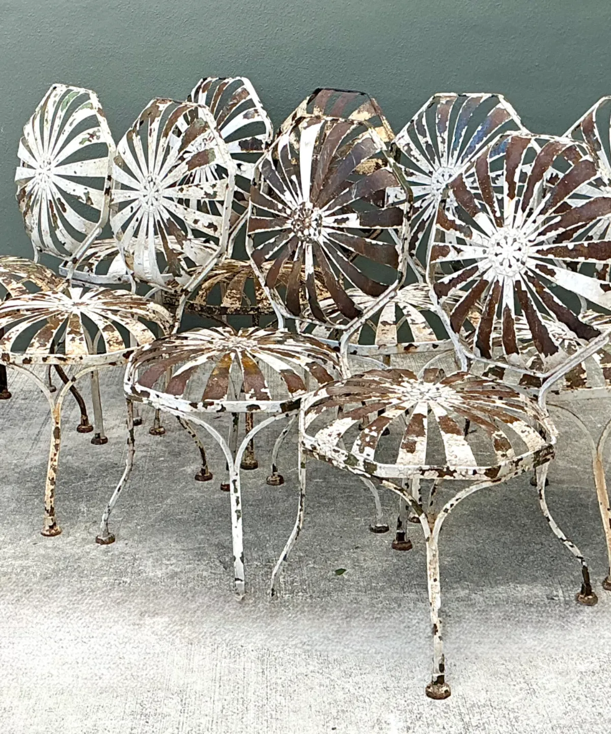 Vintage Francois Carre Sunburst Garden Chairs - Set of Eight — additional photo 7