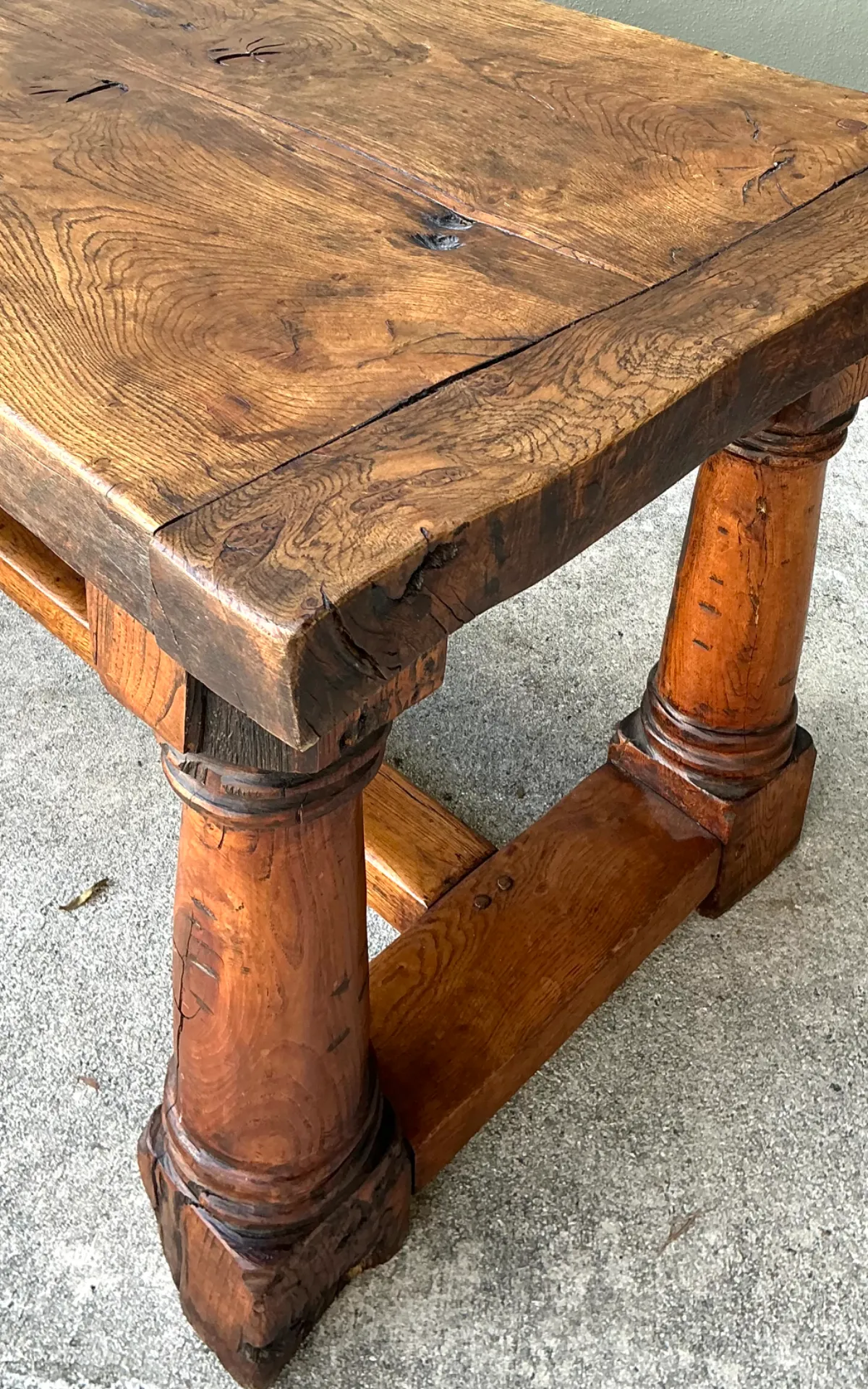 Vintage Belgian Solid Wood Trestle Table — additional photo 2