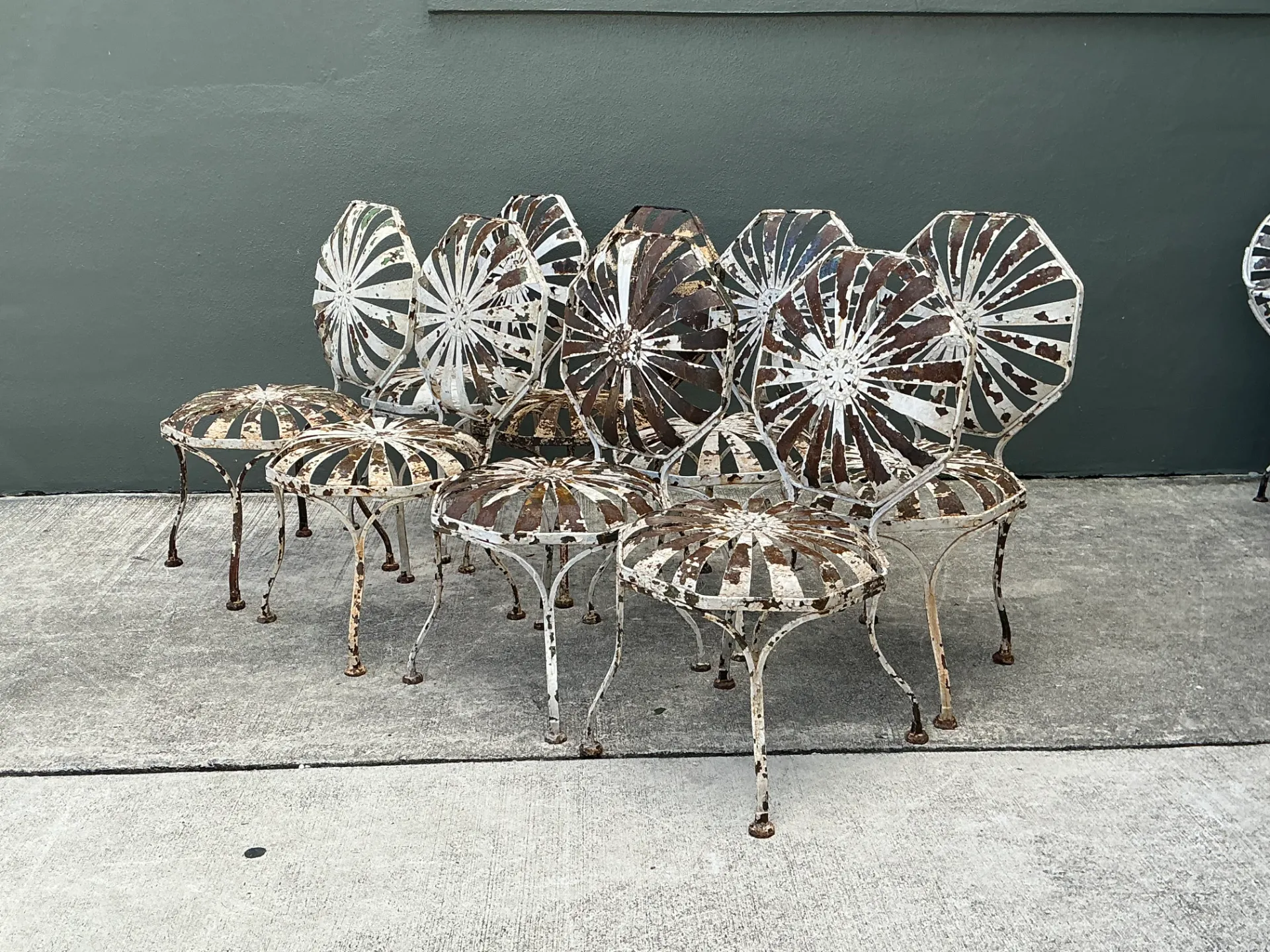 Vintage Francois Carre Sunburst Garden Chairs - Set of Eight — additional photo 5