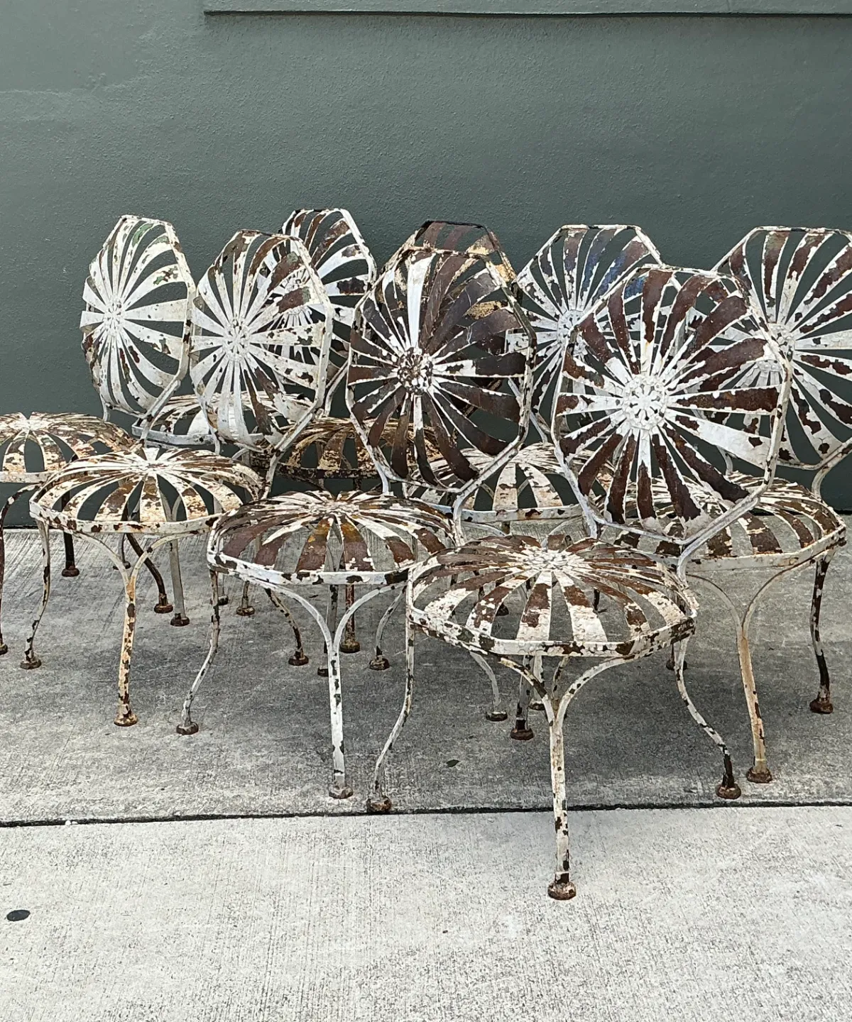 Vintage Francois Carre Sunburst Garden Chairs - Set of Eight — additional photo 5