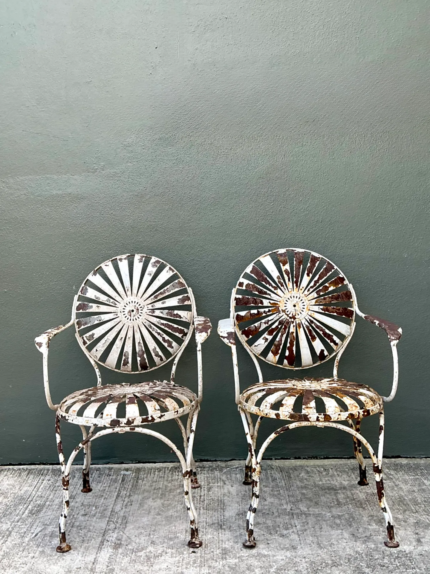 Vintage Francois Carre Sunburst Metal Garden Chairs - A Pair — additional photo 6