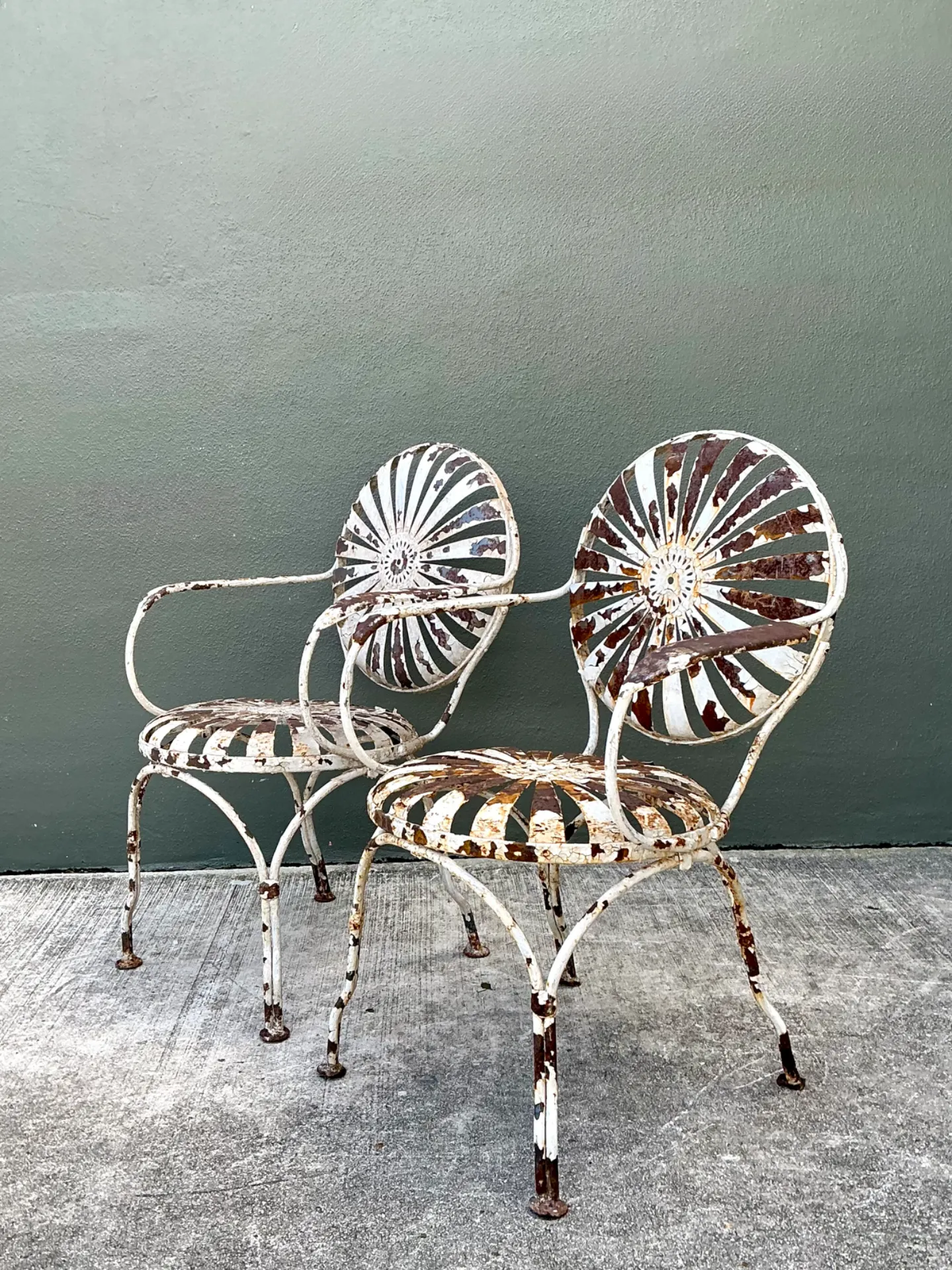 Vintage Francois Carre Sunburst Metal Garden Chairs - A Pair — additional photo 1