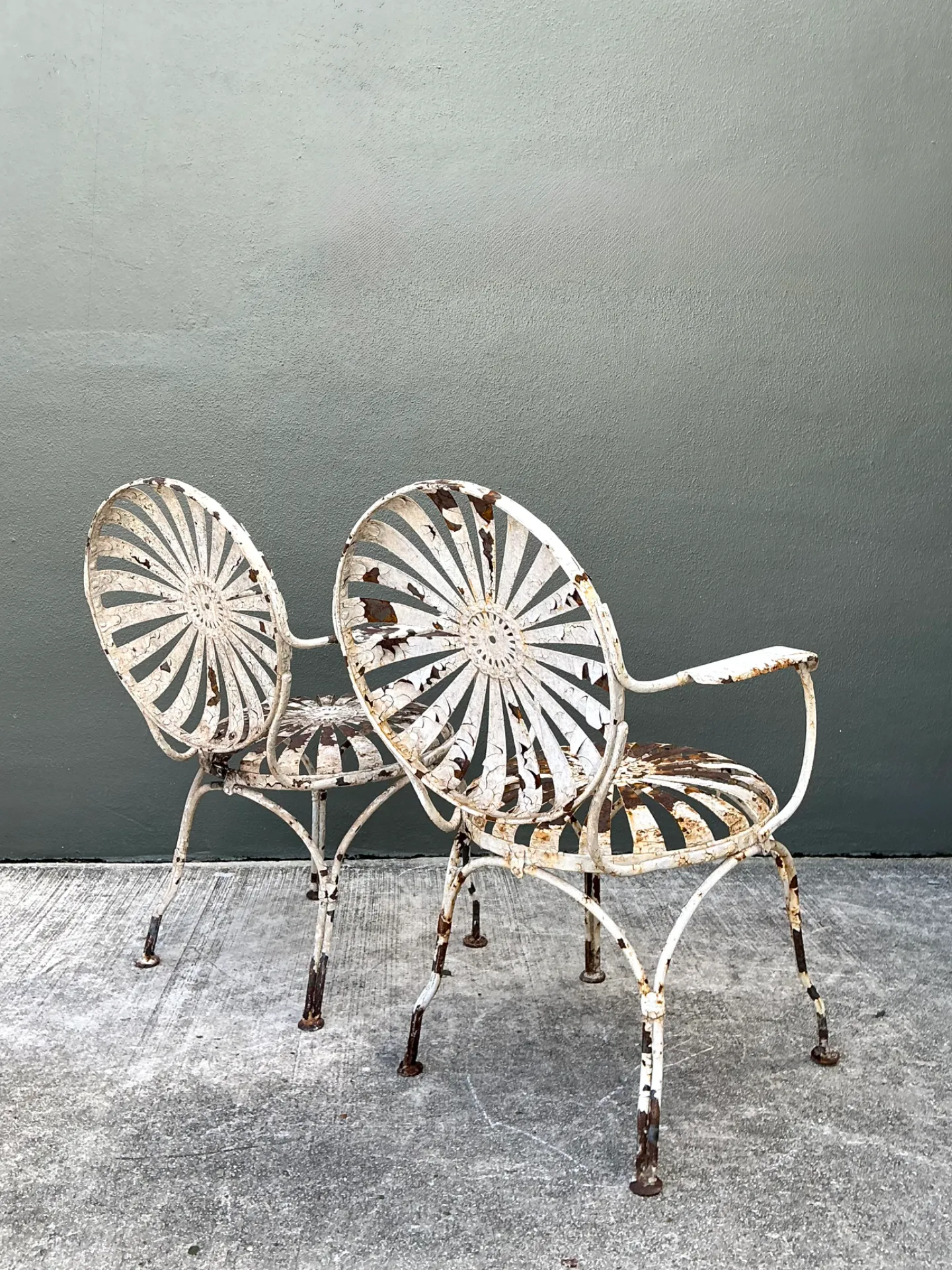 Vintage Francois Carre Sunburst Metal Garden Chairs - A Pair — additional photo 7
