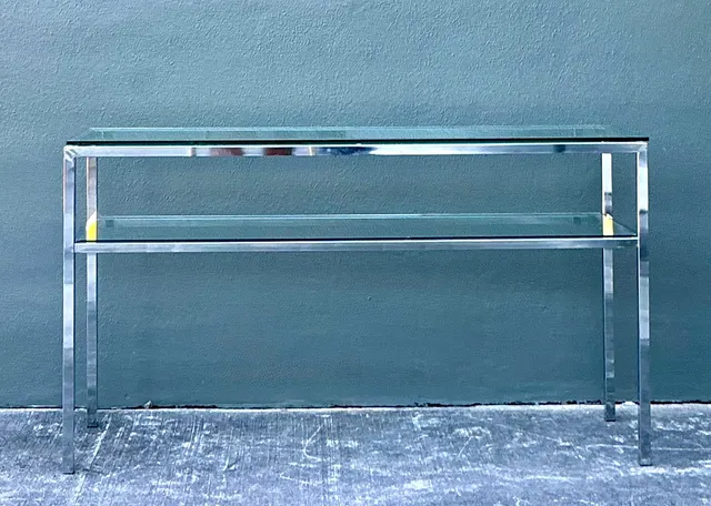 Vintage Chrome and Glass Console Table — additional photo 1