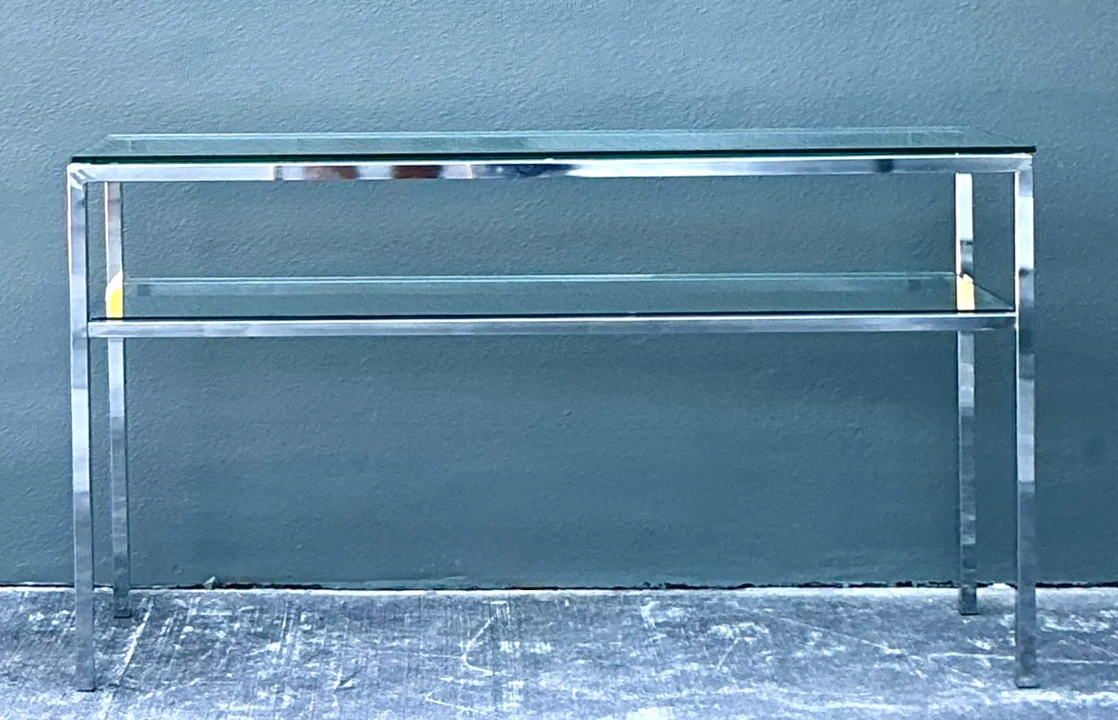 Vintage Chrome and Glass Console Table — additional photo 3