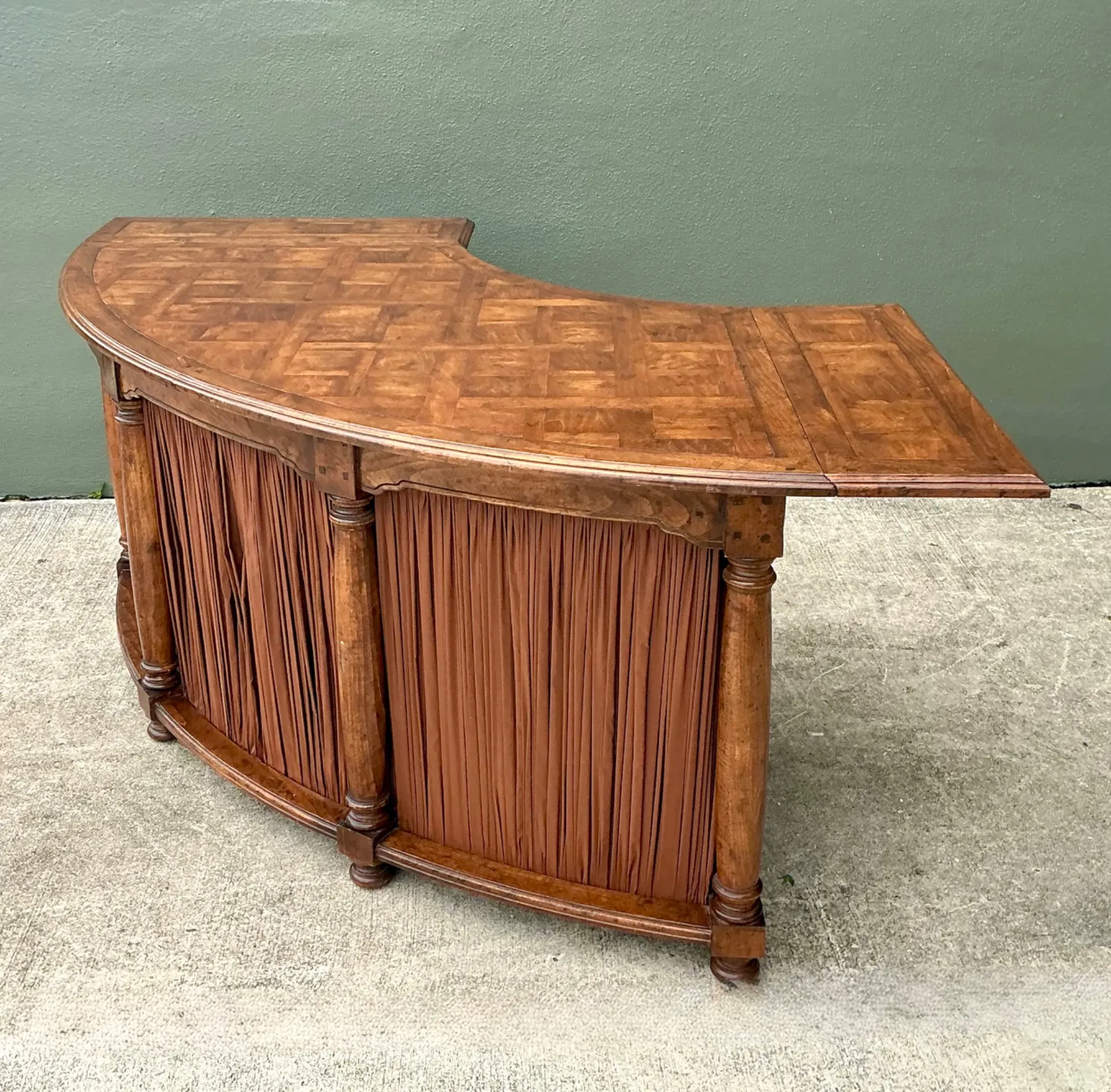 Vintage Shirred Fabric Extendable Desk — additional photo 2