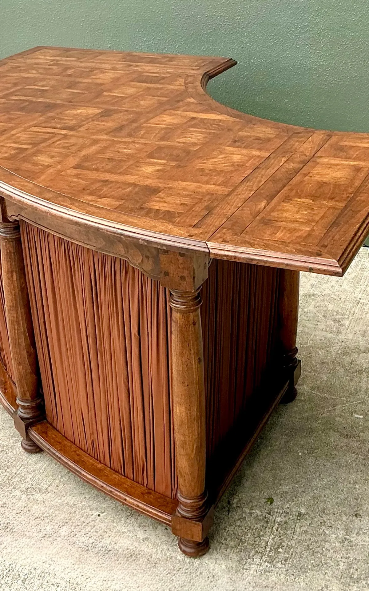 Vintage Shirred Fabric Extendable Desk — additional photo 4