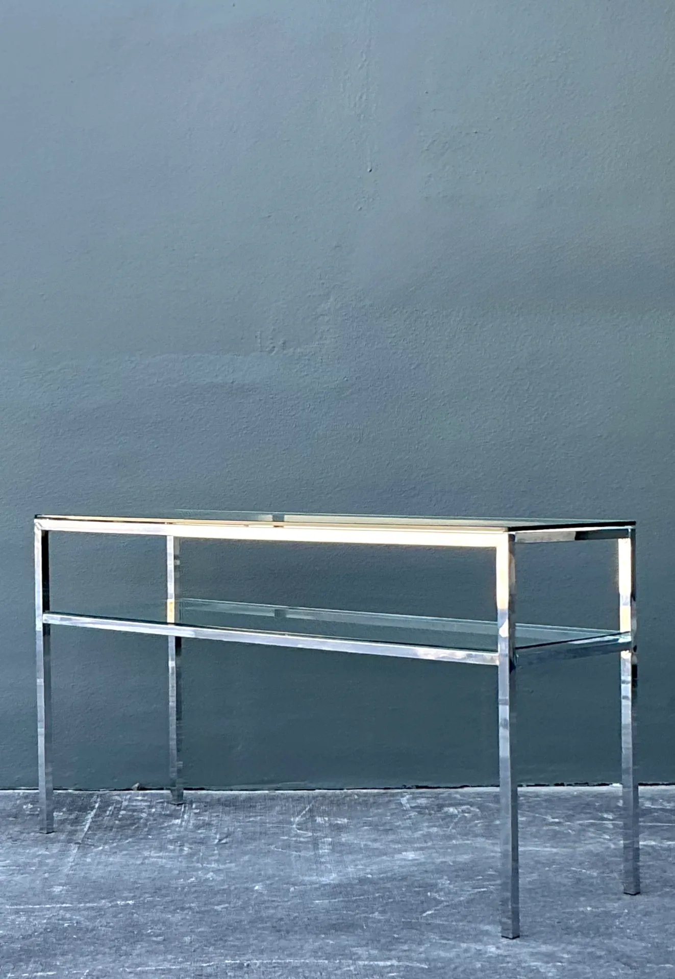 Vintage Chrome and Glass Console Table — additional photo 2