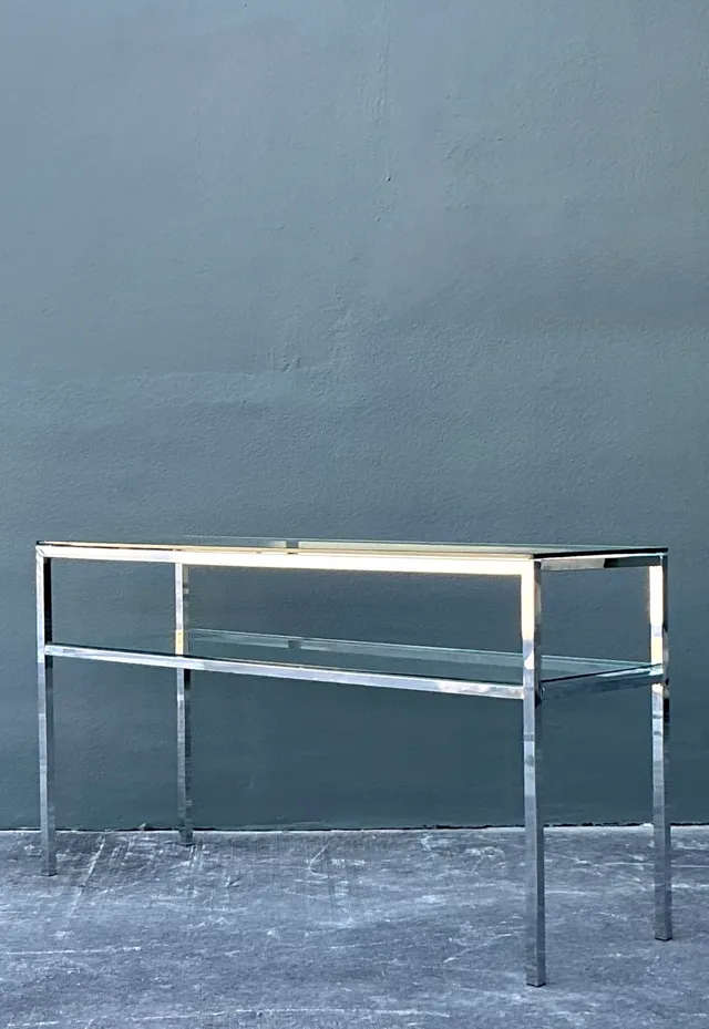 Vintage Chrome and Glass Console Table — additional photo 2