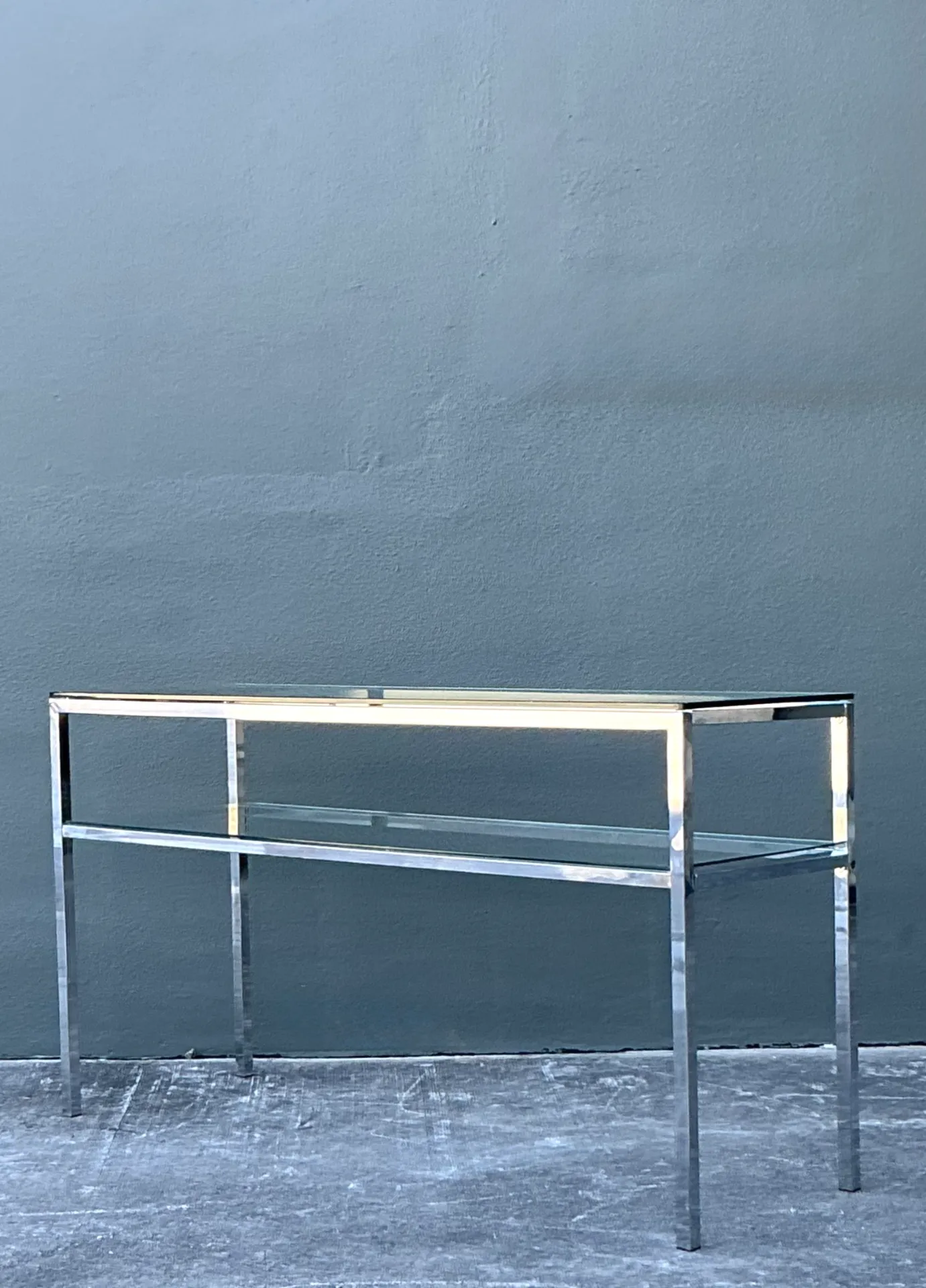 Vintage Chrome and Glass Console Table — additional photo 4