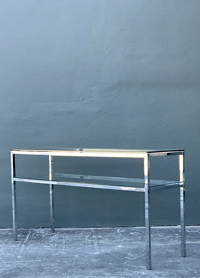 Vintage Chrome and Glass Console Table — additional photo 4