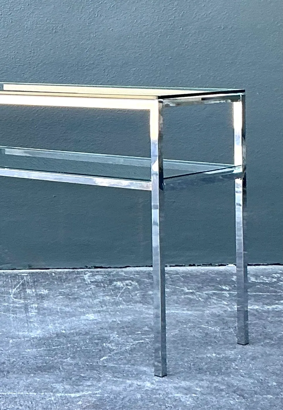 Vintage Chrome and Glass Console Table — additional photo 5