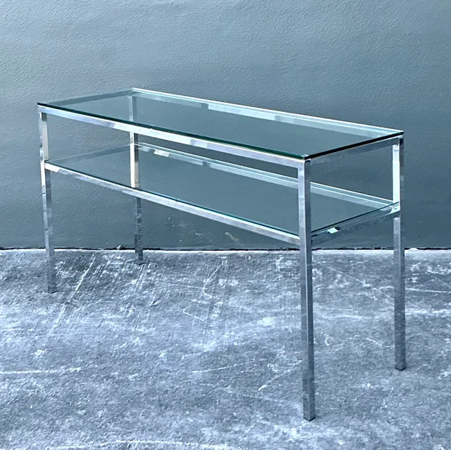 Vintage Chrome and Glass Console Table — additional photo 7