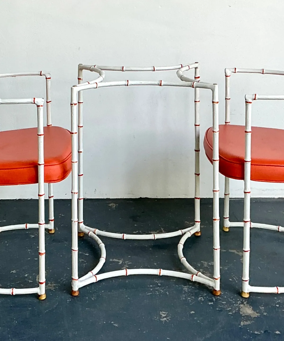 Vintage Faux Metal Bamboo Patio Hollywood Chairs and Table Set — additional photo 8