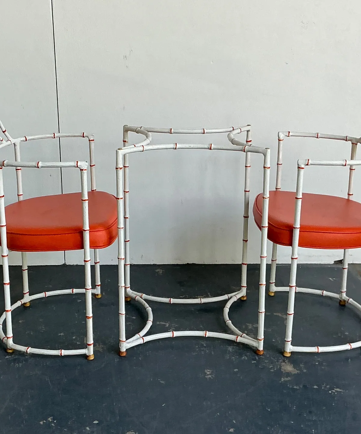 Vintage Faux Metal Bamboo Patio Hollywood Chairs and Table Set — additional photo 4
