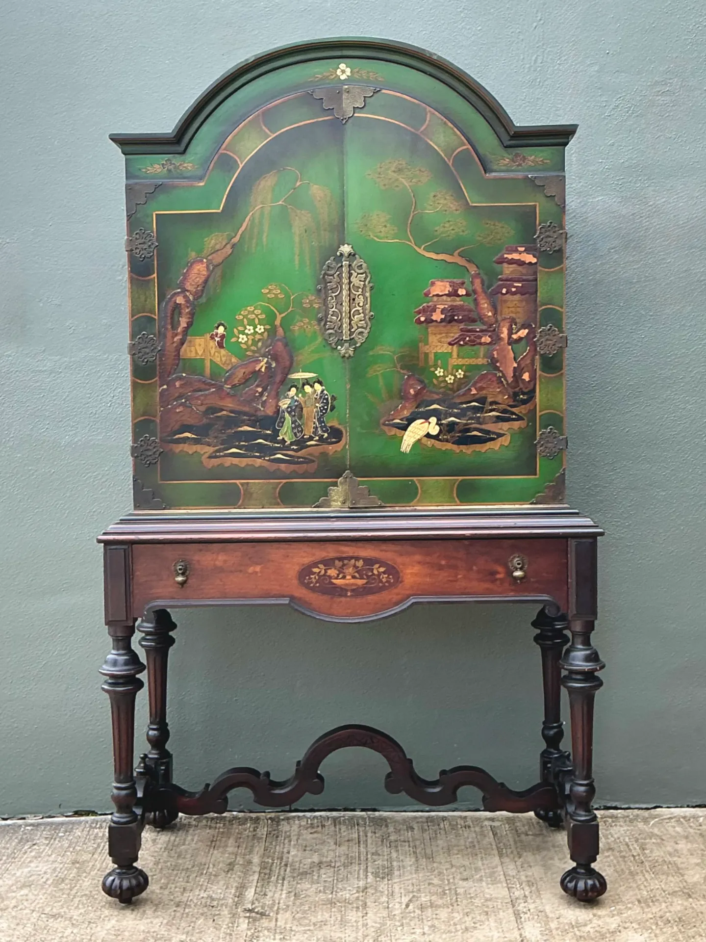 Vintage Distressed Chinoiserie Wood Cabinet — additional photo 7