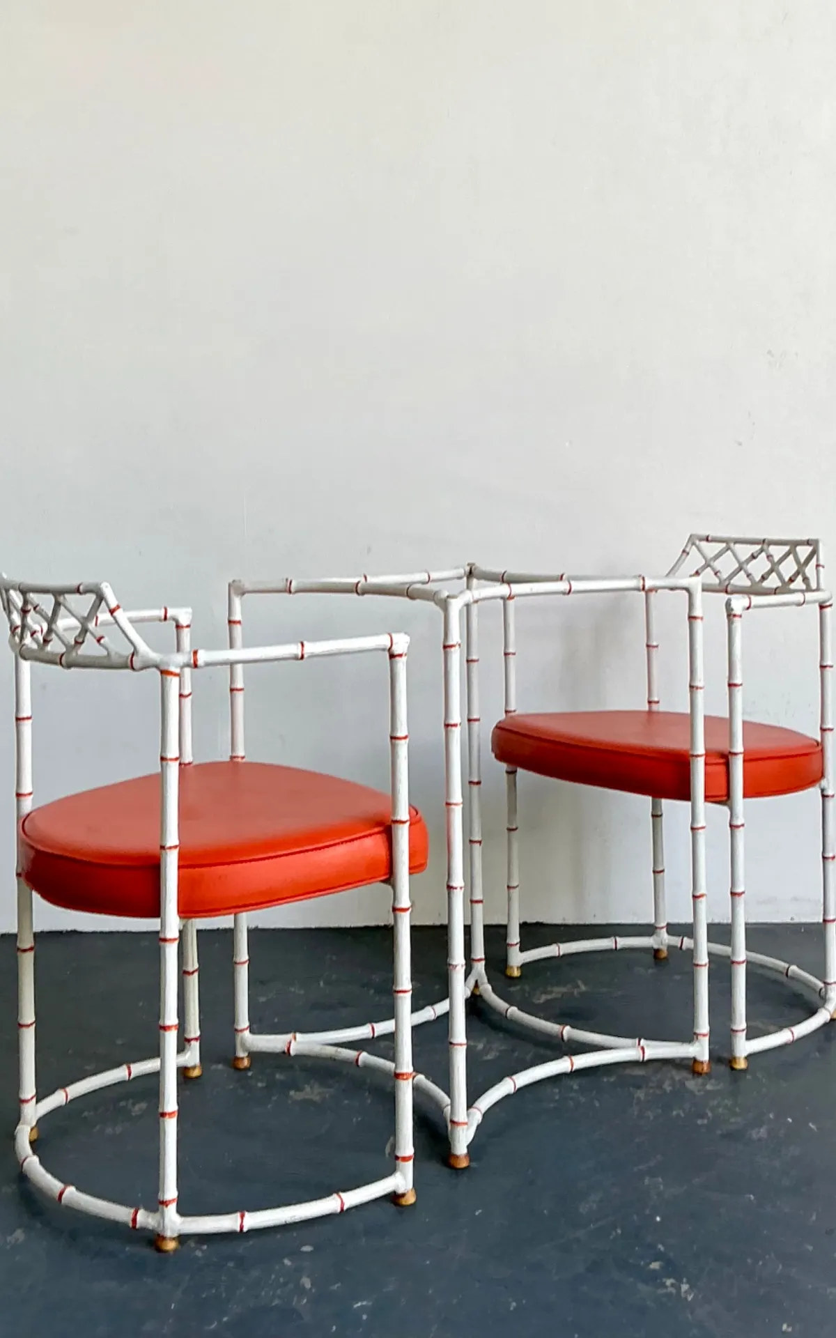 Vintage Faux Metal Bamboo Patio Hollywood Chairs and Table Set — additional photo 5