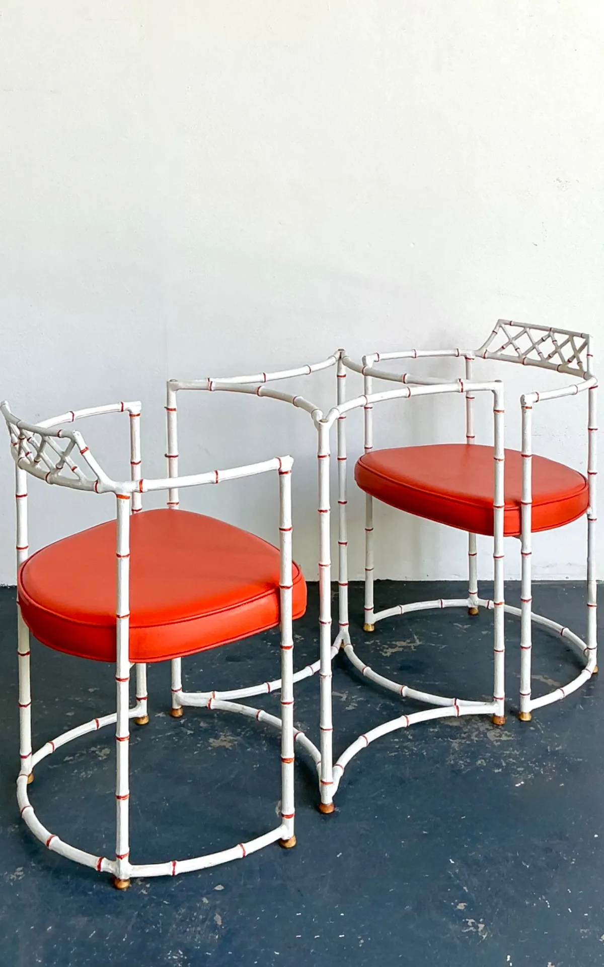 Vintage Faux Metal Bamboo Patio Hollywood Chairs and Table Set — additional photo 6